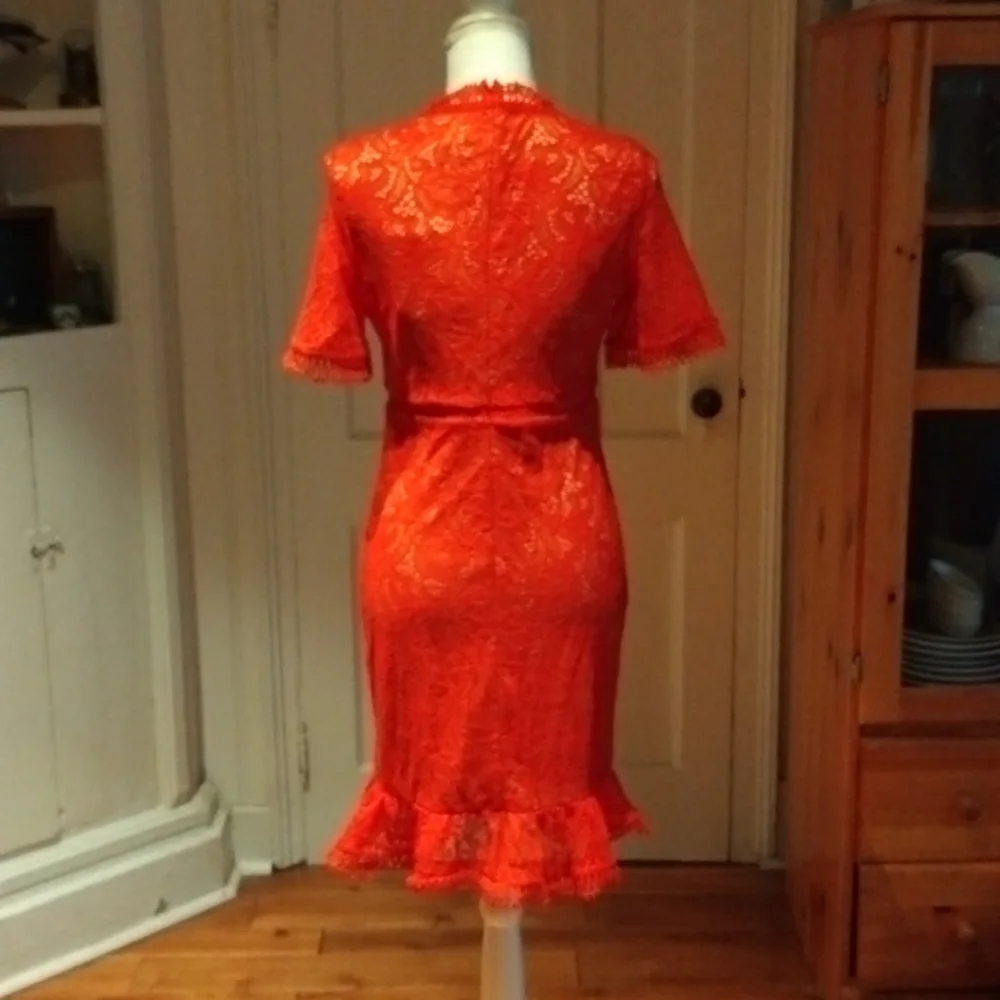 Theodora Lace Dress in Fire Red - Picture 11 of 16